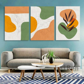 Tableau Triptyque Abstraction Végétale (3 Pièces)