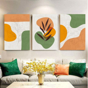 Tableau Triptyque Abstraction Végétale (3 Pièces)
