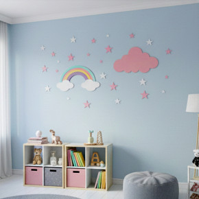 Décoration Murale en Bois - Thème "Ciel Étoilé et Arc-en-ciel" chambre bébé