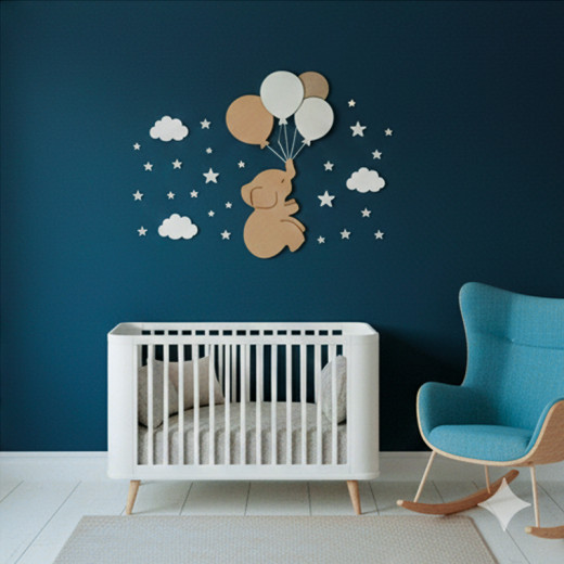 Rêves de Haut Vol – Composition Murale Ourson & Montgolfière